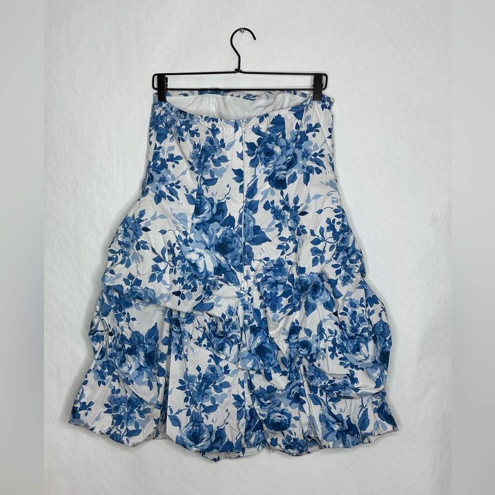 Deb Blue White Floral Strapless Ruffle Dress Y2K Mini Party Summer 16 SEE NOTE - Picture 3 of 8